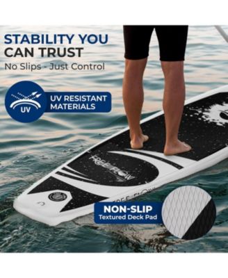 Free-Flow Welded Inflatable Stand-Up Paddle-Board with Double-Action Hand Pump, 3-Shaft Aluminum Paddle, Leash, Fin, Repair Kit