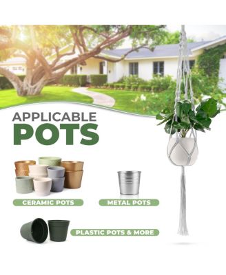 Macrame Plant Hanger - for Indoor & Outdoor Hanging - Cotton Rope, for Home, Patio, Garden