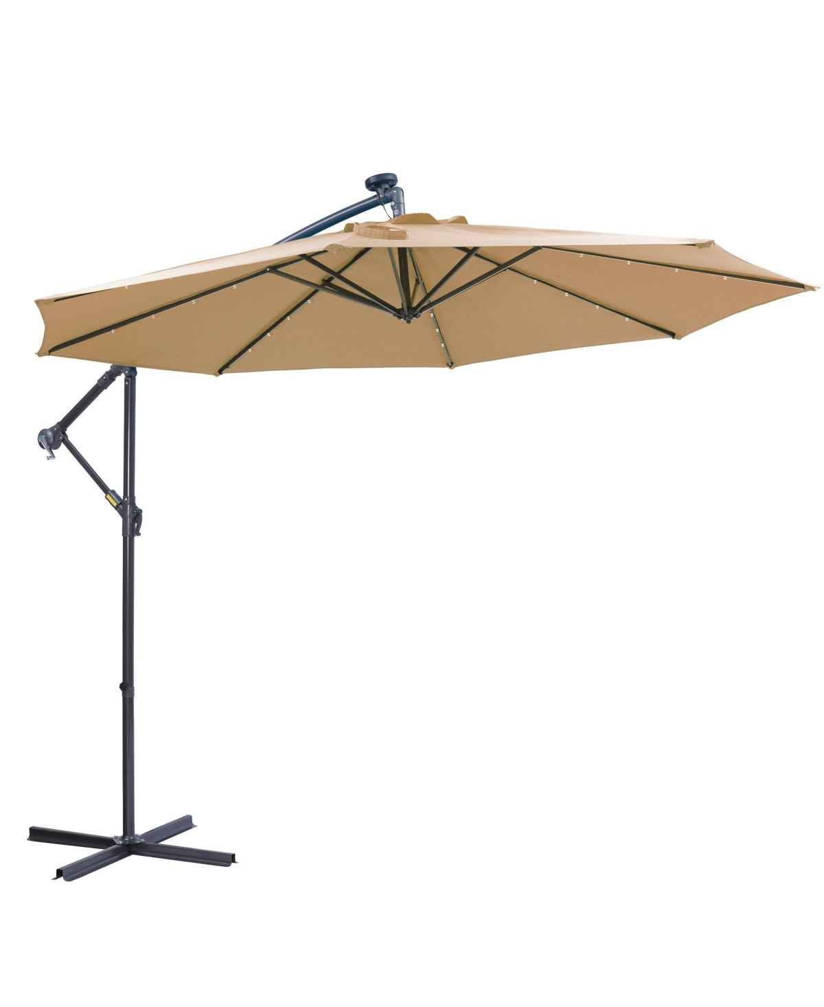 10 Ft Solar Patio Outdoor Umbrella Hanging Cantilever Umbrella Offset Umbrella ,Adustment with 32 Led Lights