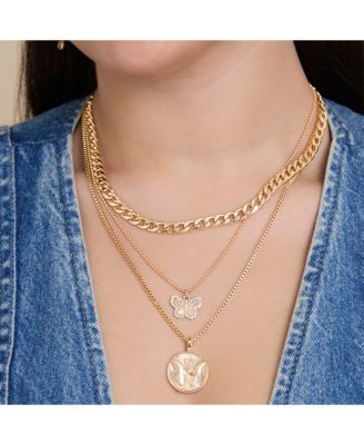 Layered Coin & Charm Pendant Necklace