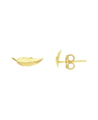 Gold Leaf Stud Earrings 14k Gold