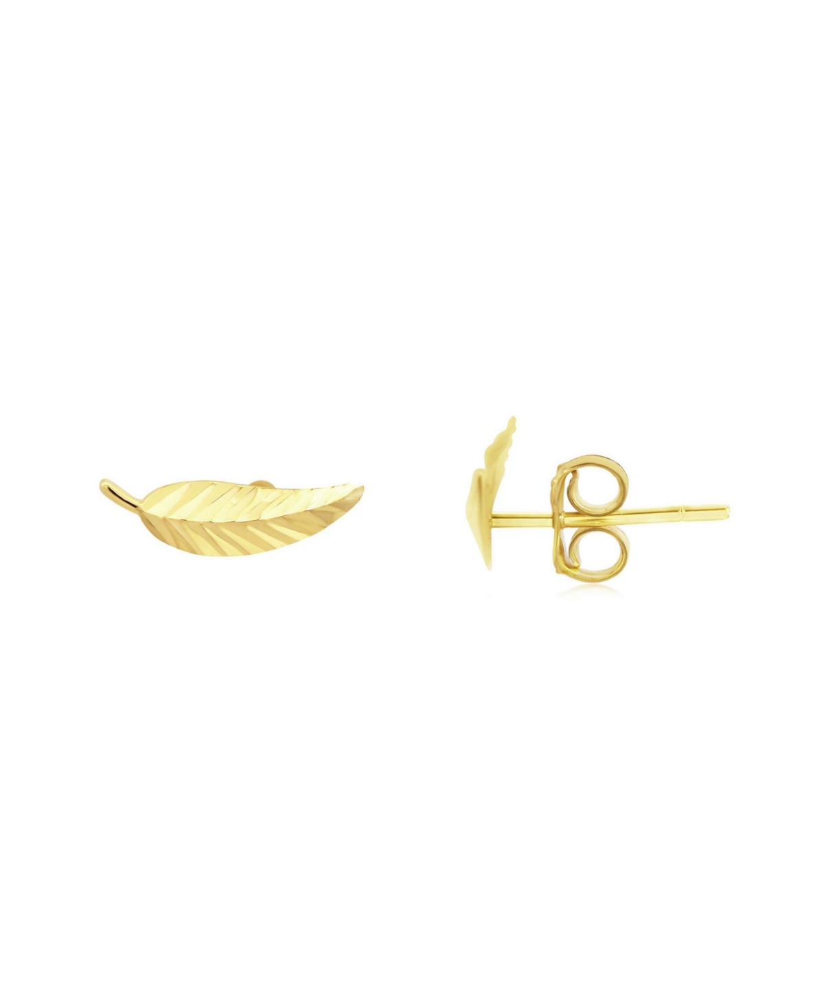 Gold Leaf Stud Earrings 14K Gold - Gold