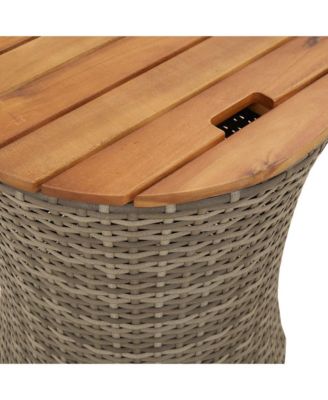 Garden Side Table Grey and brown PE rattan Large and Small