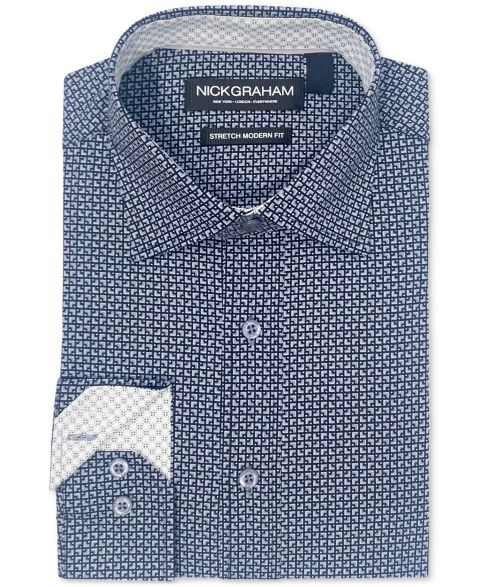 Мужская рубашка Nick Graham Corner Square Dress Shirt, цвет: Чёрный