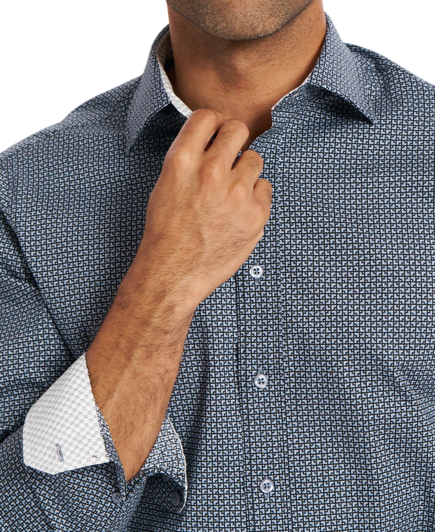 Мужская рубашка Nick Graham Corner Square Dress Shirt, цвет: Чёрный — фото 6