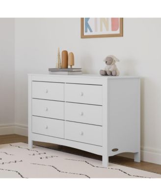Noah 6 Drawer Double Dresser (White) - 6 Drawer Double Dresser for Kids
