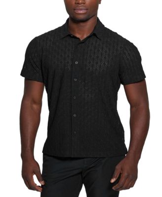 GUESS - Men's Reeves Woven Short Sleeve Button-Up Shirt