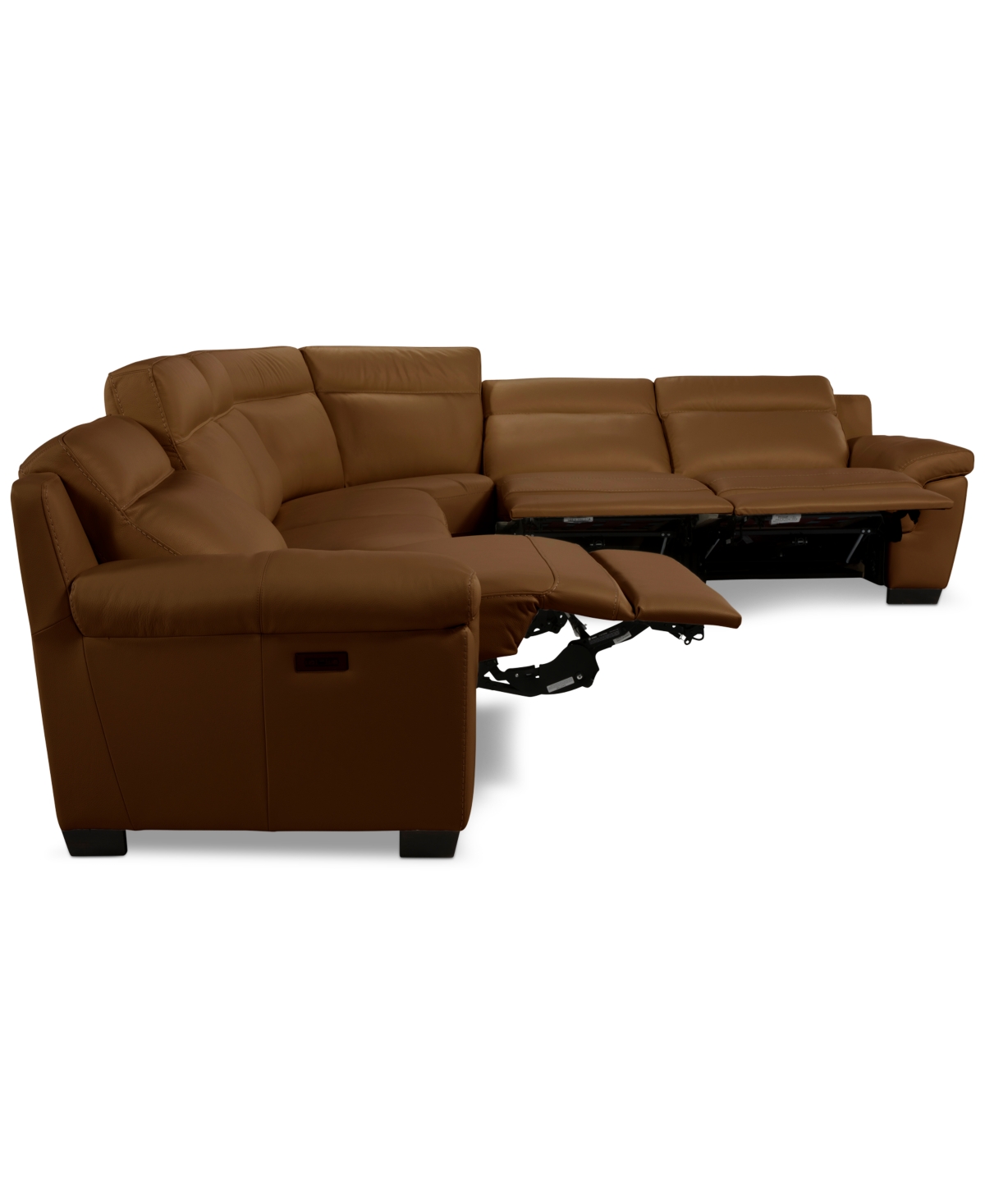 Macy's Julius Ii 6-pc. Leather L Sectional With 3 Power Recliners,  Exclusive In Brown