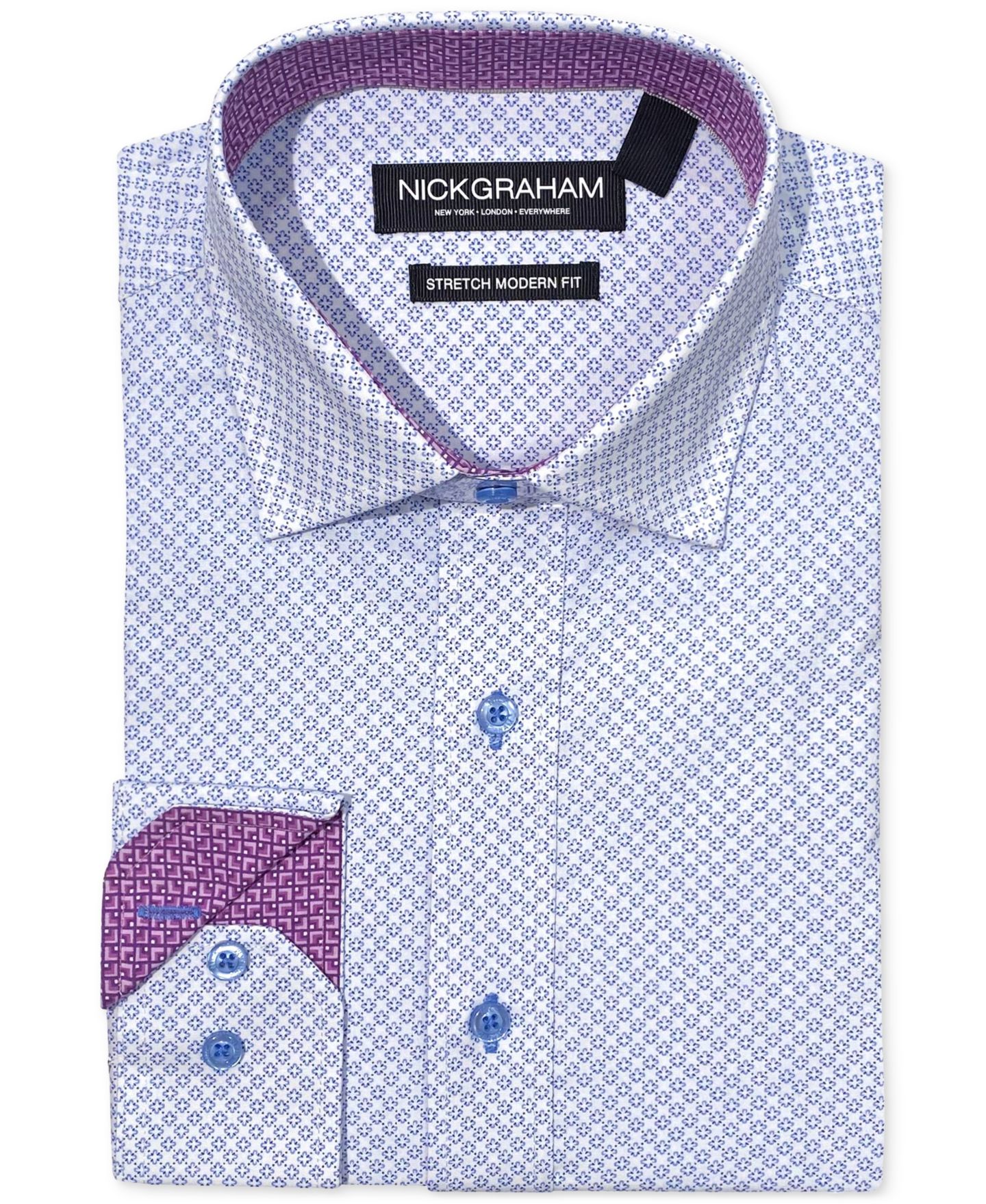 Мужская рубашка Nick Graham Four-Leaf Clover Dress Shirt, цвет: Синий — фото 1