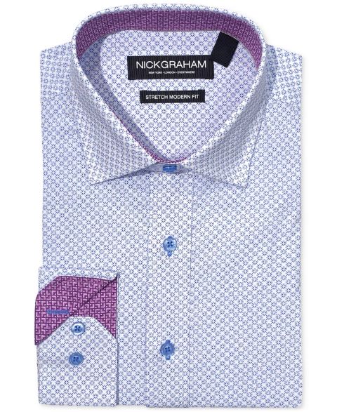 Мужская рубашка Nick Graham Four-Leaf Clover Dress Shirt, цвет: Синий