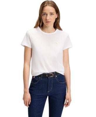 Hugo Boss - Women's Slim-Fit Mercerised-Cotton Monogram T-Shirt