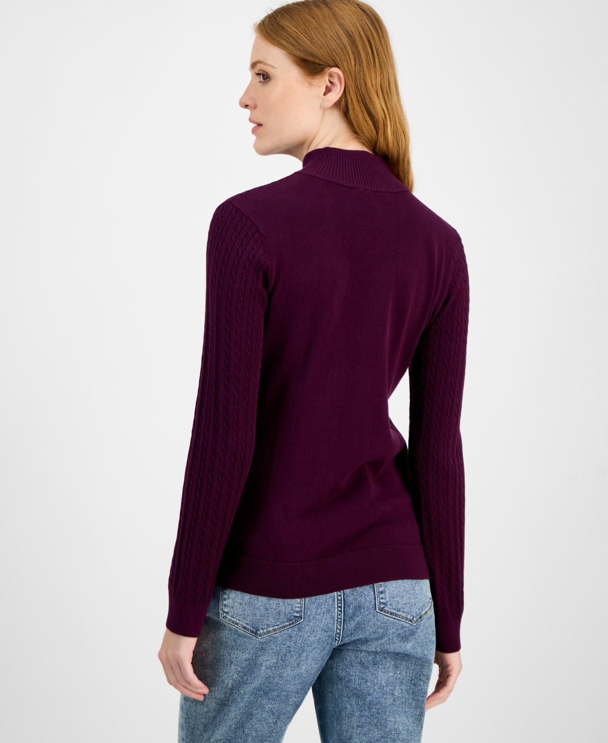 Nautica Jeans Women's Cotton Mock-neck Sweater, Online Only In Purple