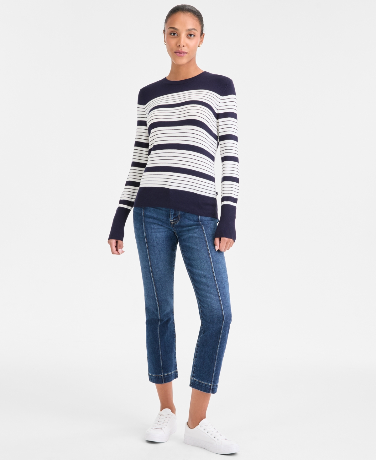 Nautica Jeans Women's Mixed Stripe Crewneck Sweater In Multi