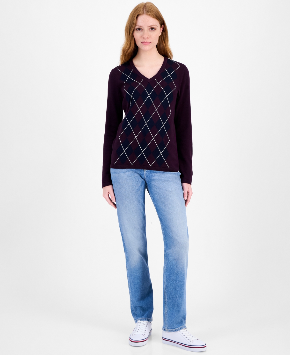 Tommy Hilfiger Women's Cotton Arglye Ivy Sweater In Multi