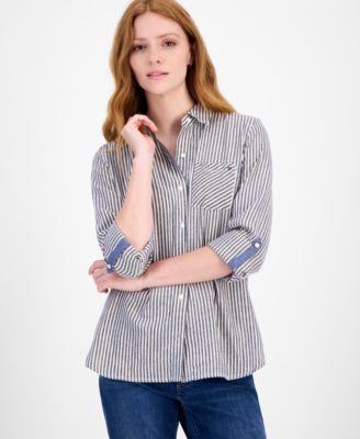 Women's Shine-Stripe Roll-Tab Shirt 
