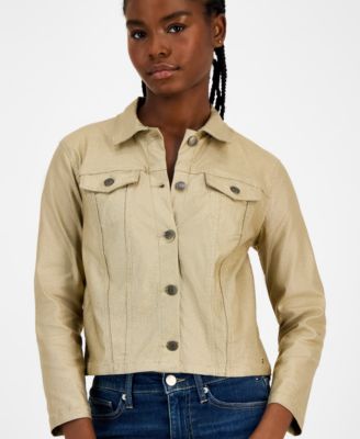 Women's Foil Cropped Trucker Jacket 