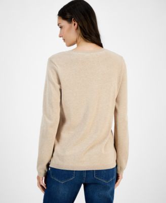 Women's Cotton Holiday V-neck sweater