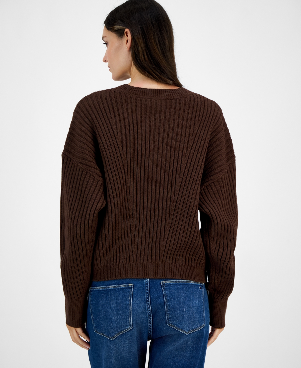 Tommy Hilfiger Women's Traveling Cable Sweater In Brown