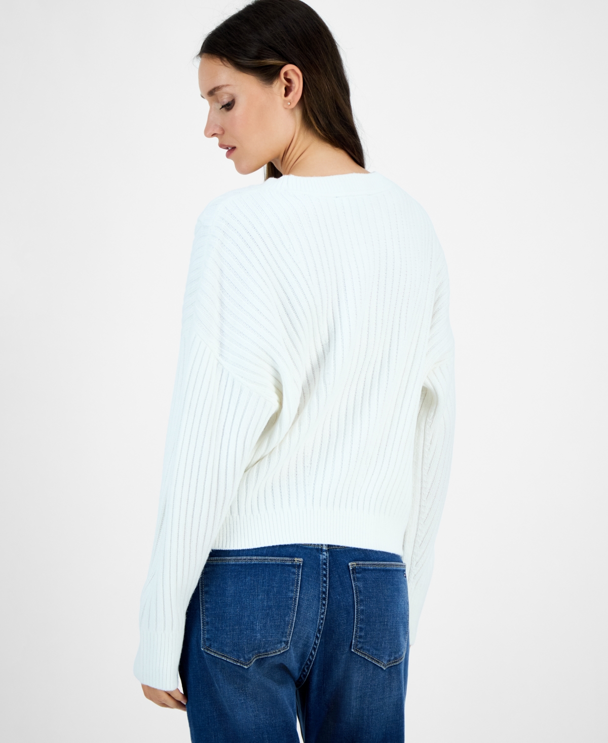 Tommy Hilfiger Women's Traveling Cable Sweater In White