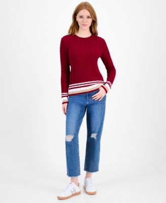 Women's Cotton Cable Knit Sweater