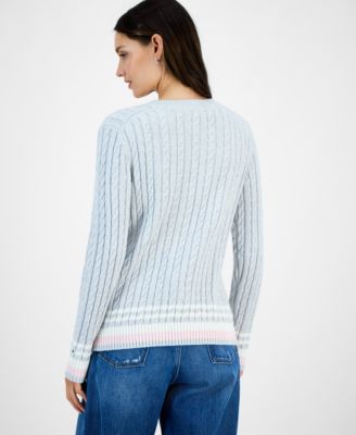 Women's Cotton Cable Knit Sweater