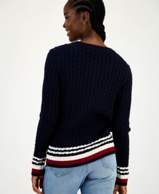 Women's Cotton Cable Knit Sweater