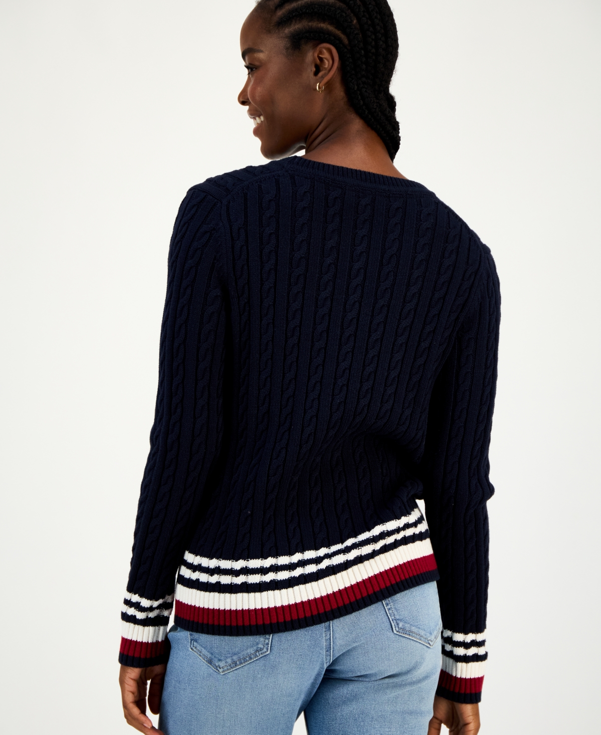 Tommy Hilfiger Women's Cotton Cable Knit Sweater In Multi