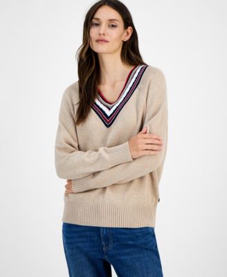 Tommy Hilfiger - Women's Textured V Neck Sweater