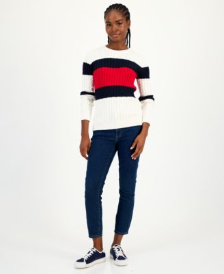 Women's Cotton Flag Cable Knit Sweater 