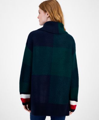 Women's Plaid Cowlneck Sweater 