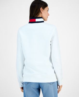 Women's Quarter Zip Embroidered Logo Sweatshirt