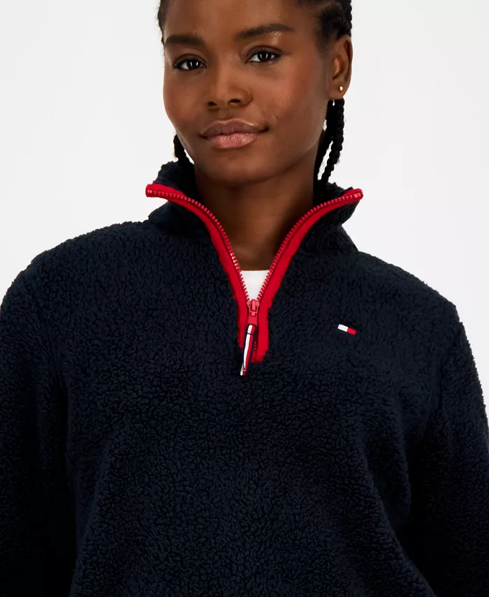 Women's Quarter-Zip Faux-Sherpa Jacket - thumbnail 5