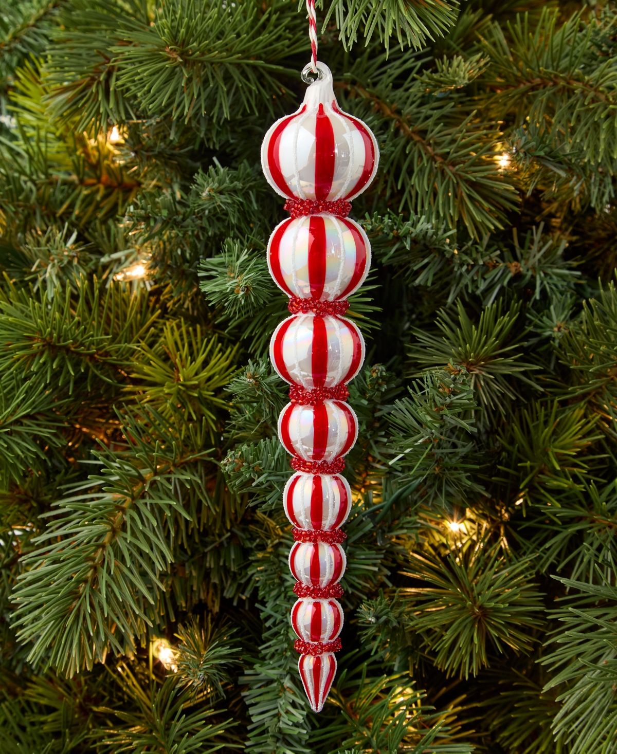 Holiday Lane Heritage Red Stripe Finial Ornament, Macy's Exclusive In Red