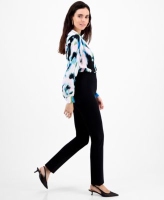 Petite High-Rise Slim Straight-Leg Pants, Macy's Exclusive