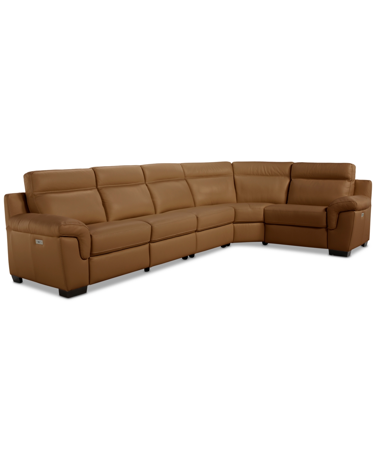 Macy's Julius Ii 5-pc. Leather L Sectional With 2 Power Recliners,  Exclusive In Brown