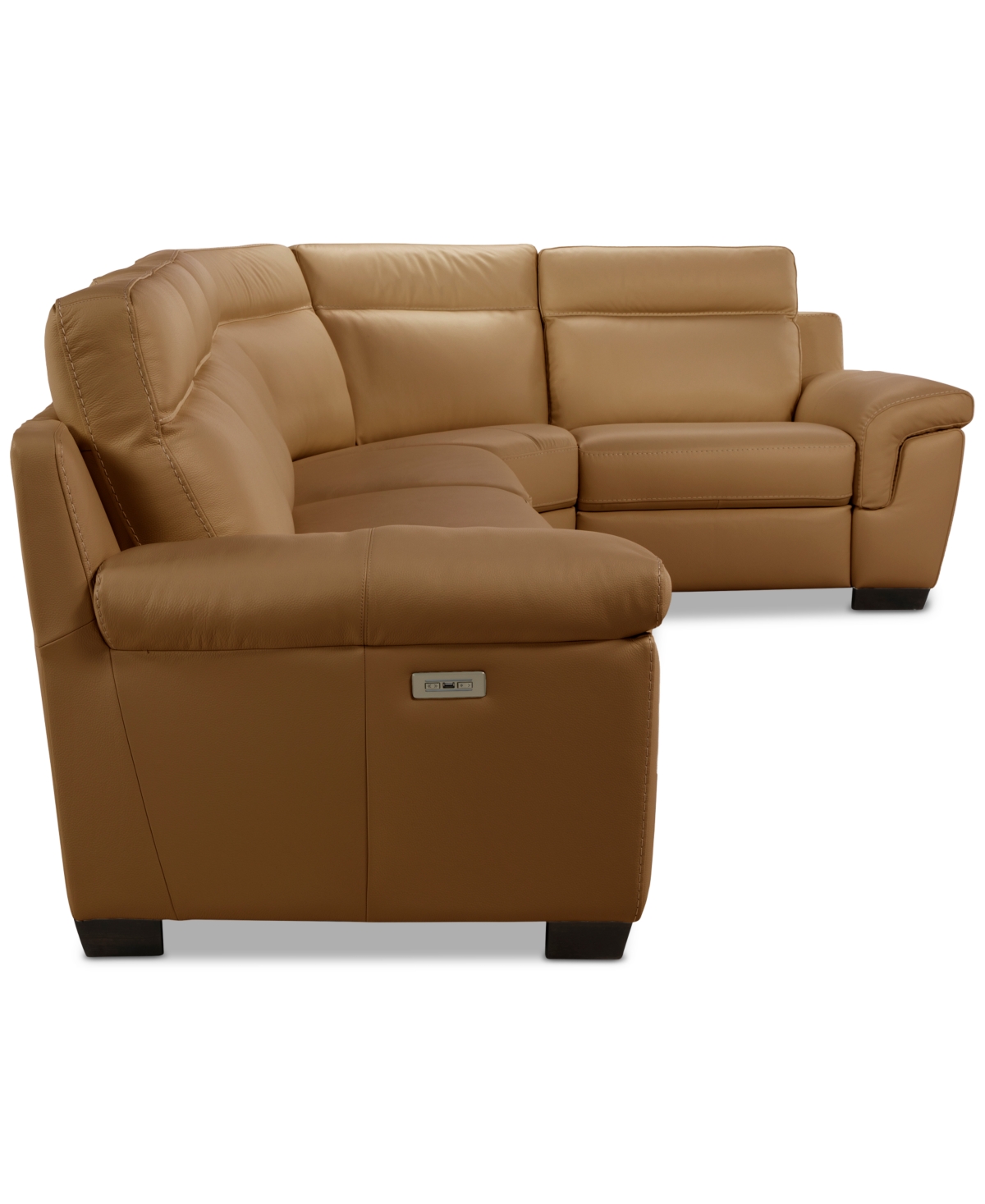 Macy's Julius Ii 5-pc. Leather L Sectional With 3 Power Recliners,  Exclusive In Brown
