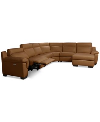Julius II 6-Pc. Leather Chaise Sectional with 1 Power Recliner