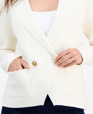 Petite Double-Breasted Patch Pocket Sweater, Macy's Exclusive 