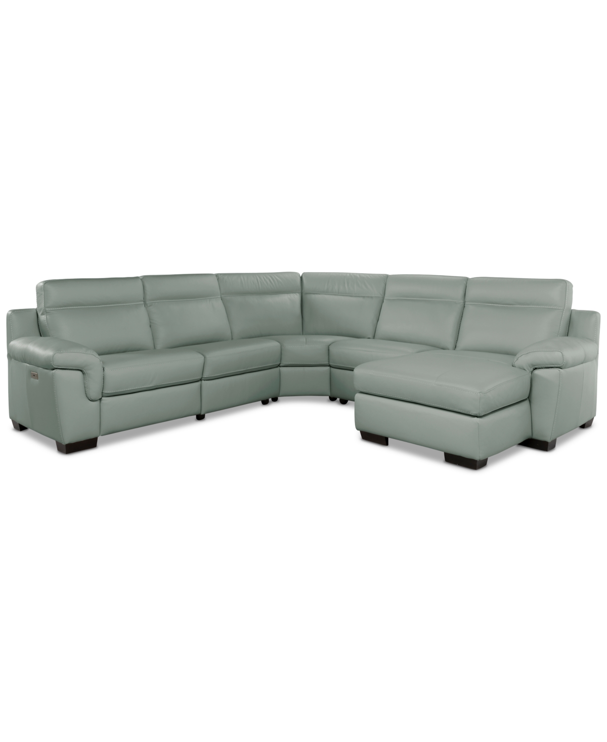 Macy's Julius Ii 5-pc. Leather Chaise Sectional With 1 Power Recliner,  Exclusive In Gray