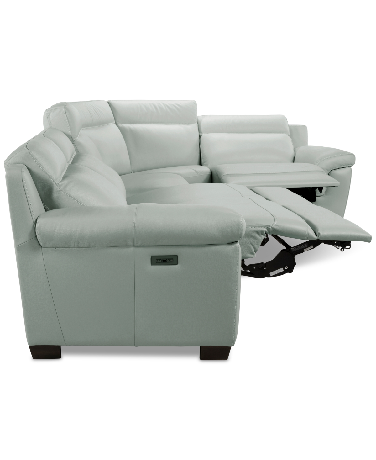 Macy's Julius Ii 5-pc. Leather L Sectional With 3 Power Recliners,  Exclusive In Gray
