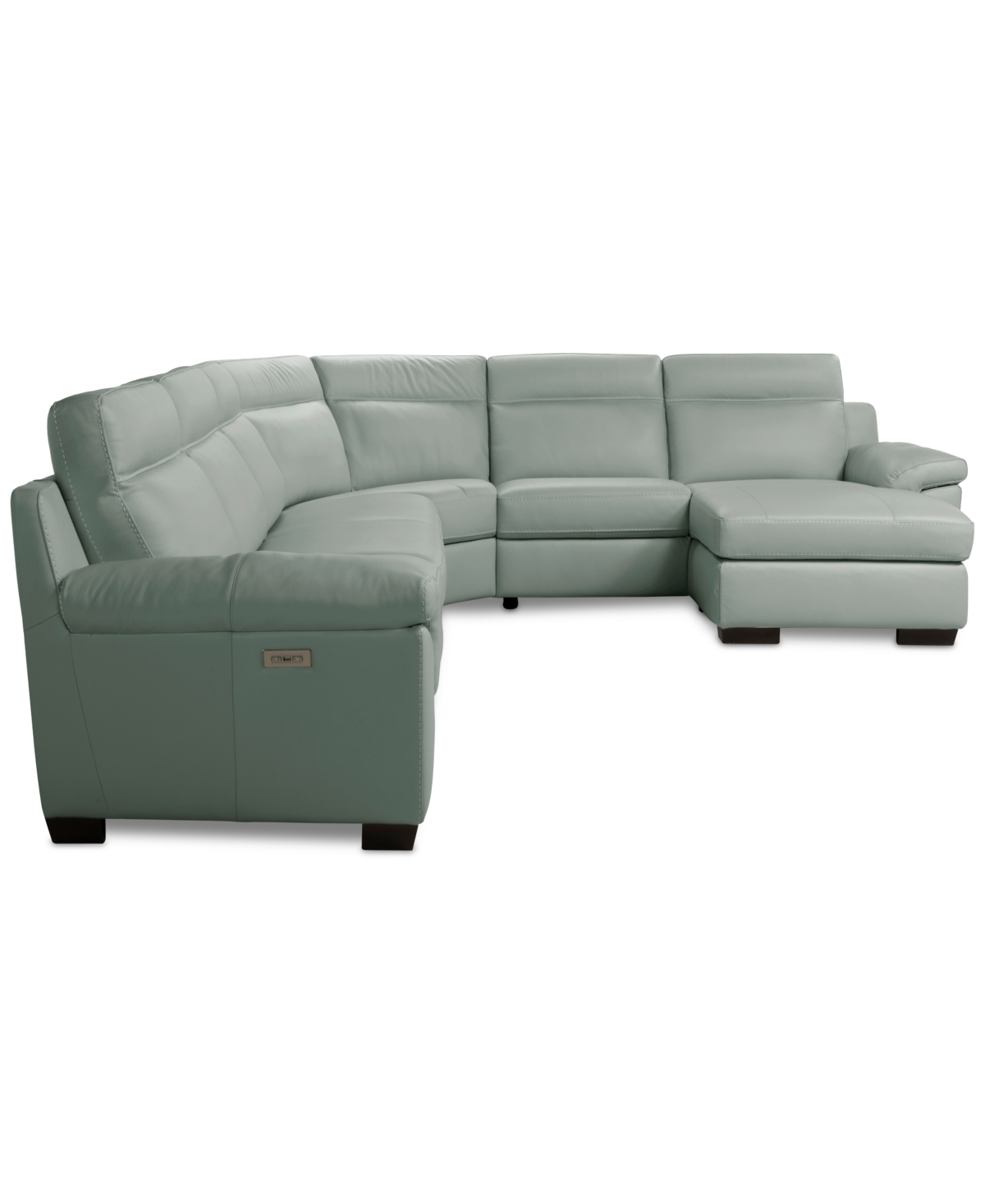 Macy's Julius Ii 6-pc. Leather Chaise Sectional With 1 Power Recliner,  Exclusive In Gray