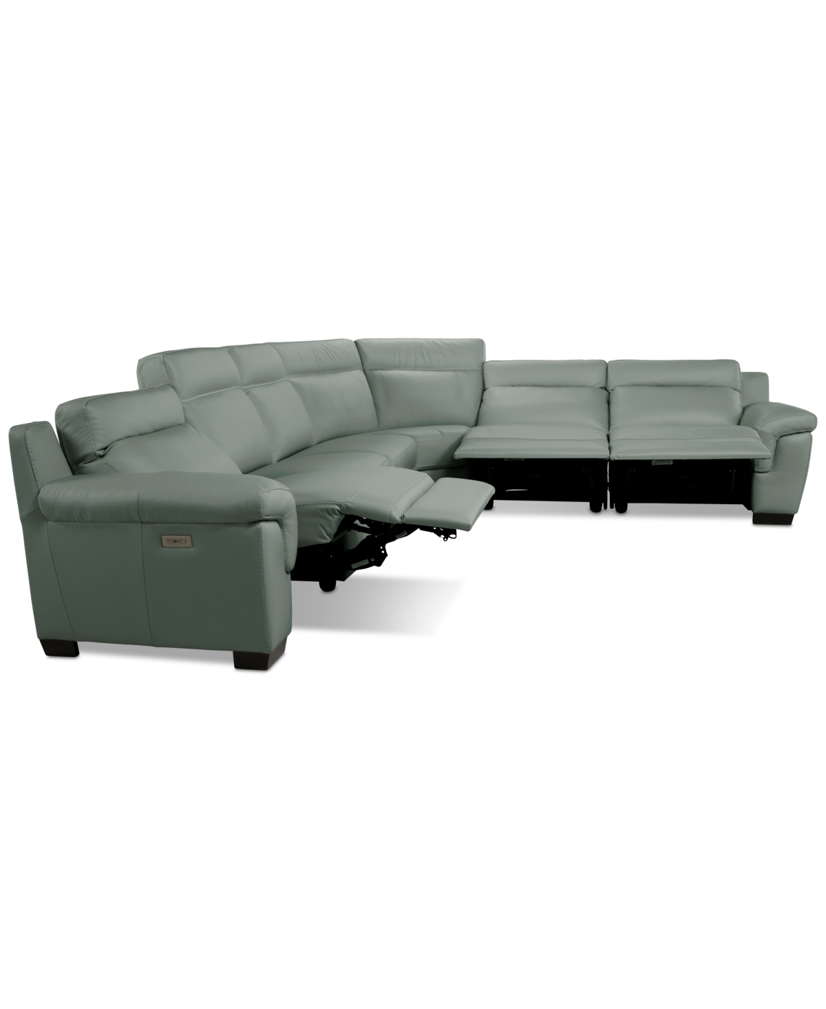 Macy's Julius Ii 6-pc. Leather L Sectional With 3 Power Recliners,  Exclusive In Gray