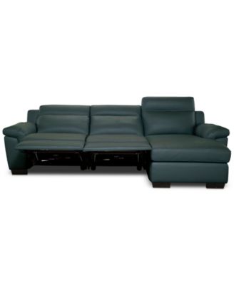 Julius II 3-Pc. Leather Chaise Sectional with 2 Power Recliners