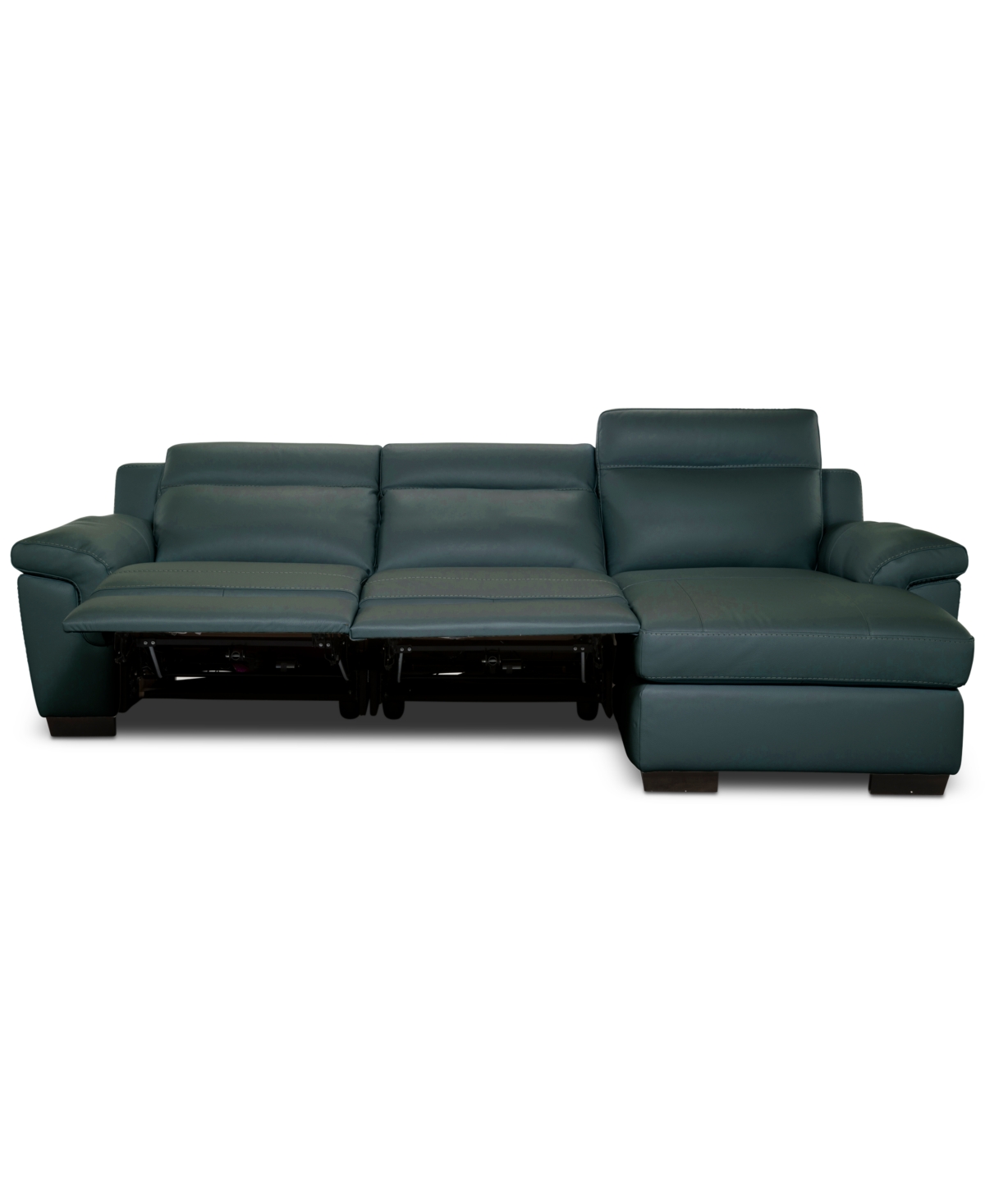 Macy's Julius Ii 3-pc. Leather Chaise Sectional With 2 Power Recliners,  Exclusive In Blue