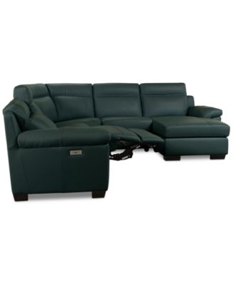 Julius II 5-Pc. Leather Chaise Sectional with 1 Power Recliner, Macy's Exclusive