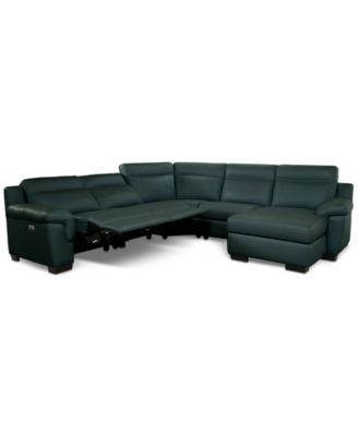 Julius II 5-Pc. Leather Chaise Sectional with 2 Power Recliners, Macy's Exclusive