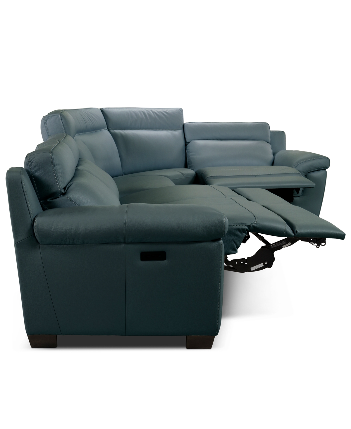 Macy's Julius Ii 5-pc. Leather L Sectional With 3 Power Recliners,  Exclusive In Blue