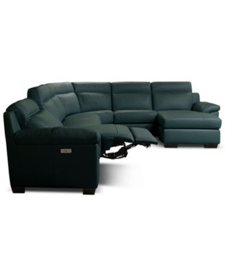 Julius II 6-Pc. Leather Chaise Sectional with 1 Power Recliner, Macy's Exclusive