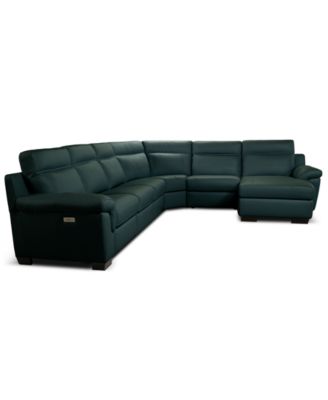 Julius II 6-Pc. Leather Chaise Sectional with 2 Power Recliners, Macy's Exclusive