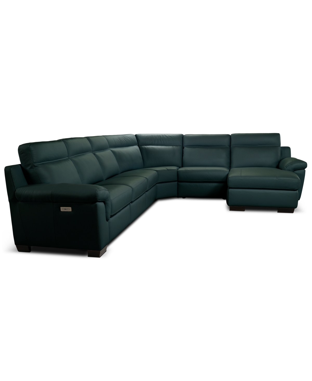 Macy's Julius Ii 6-pc. Leather Chaise Sectional With 2 Power Recliners,  Exclusive In Blue